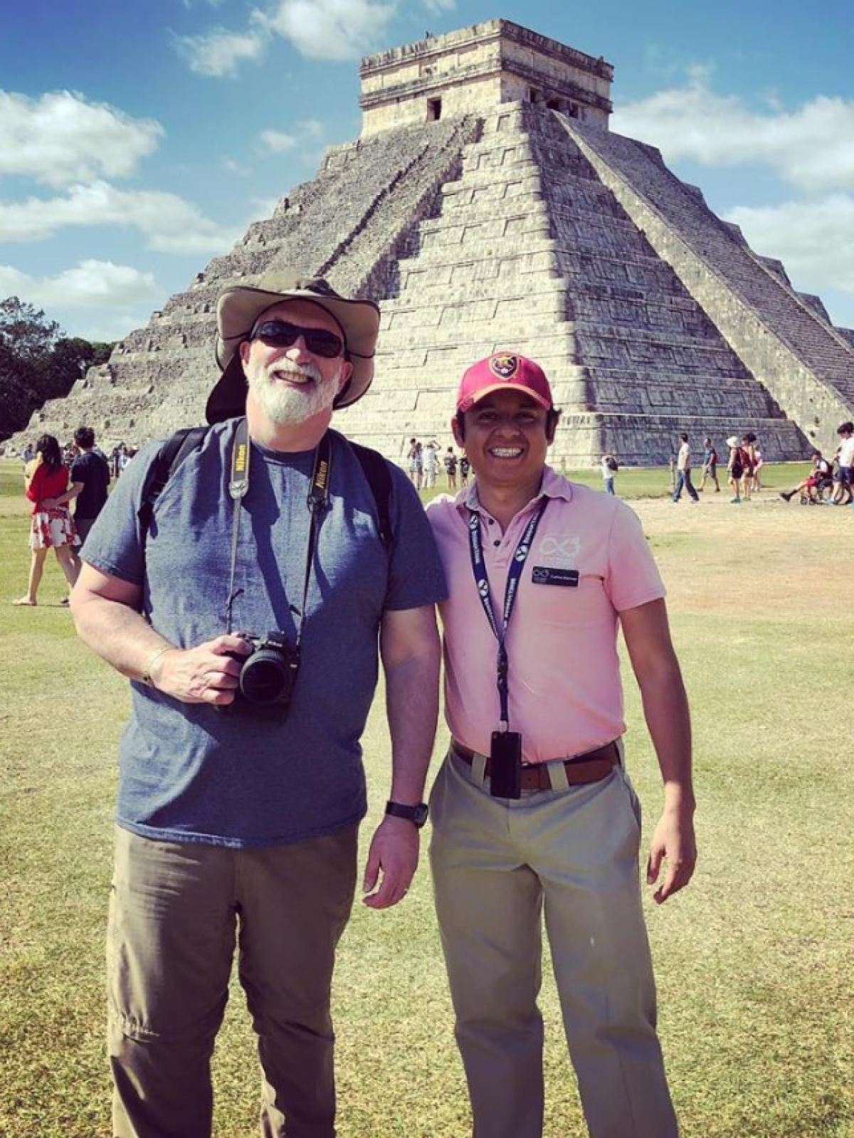 Carlos with guest in front of Chichen Itza